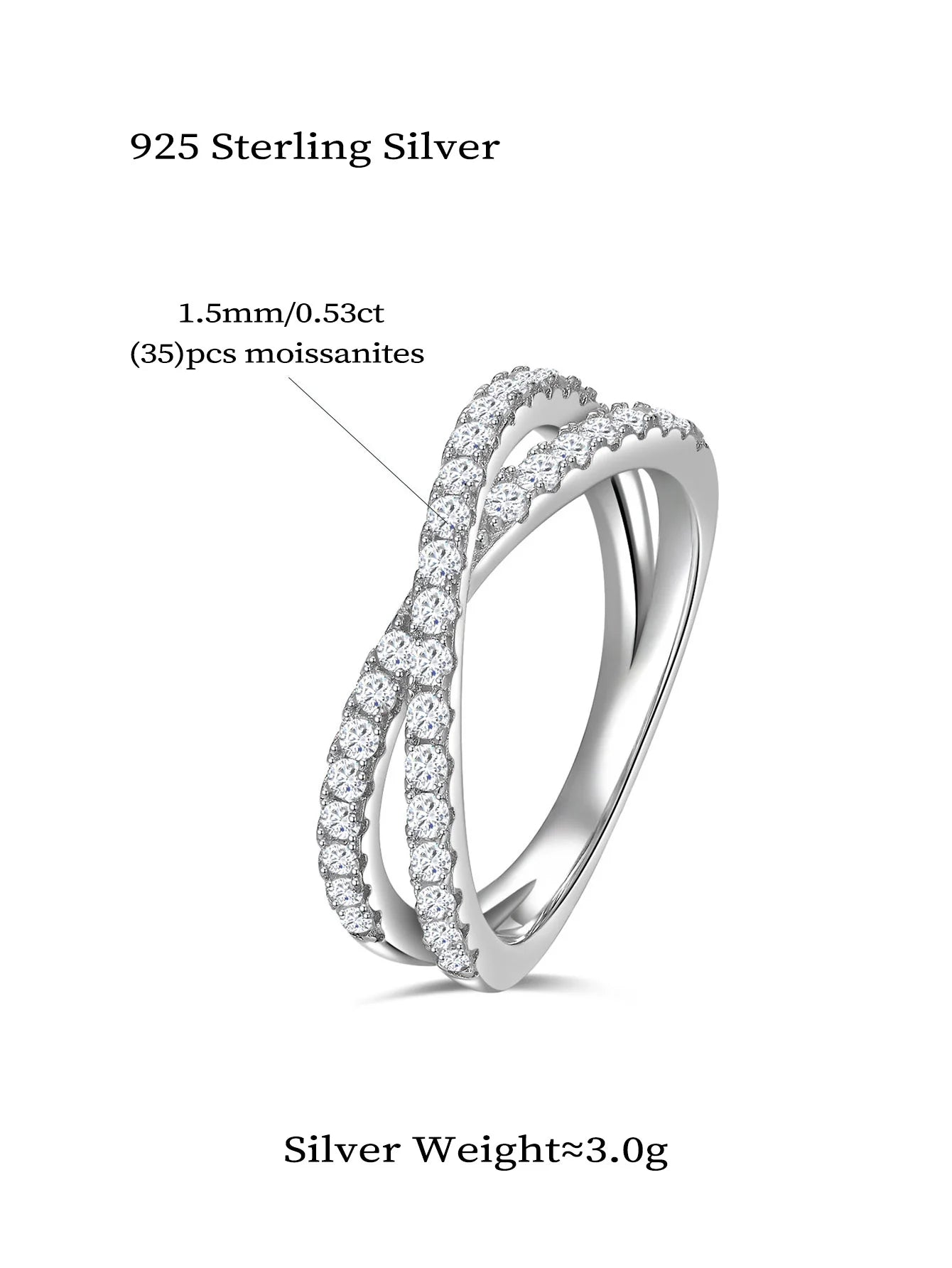 Moissanite 925 sterling silver ladies ring.