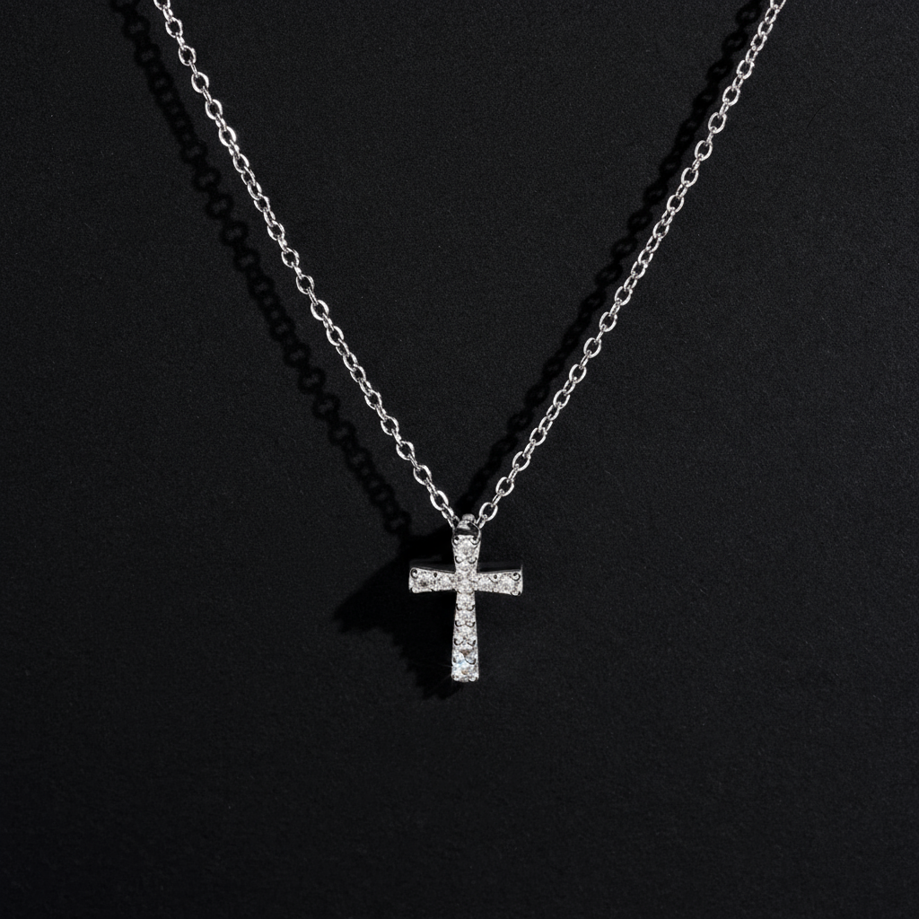 Elegant 925 Sterling Silver VVS1 Moissanite Diamond Cross Pendant
