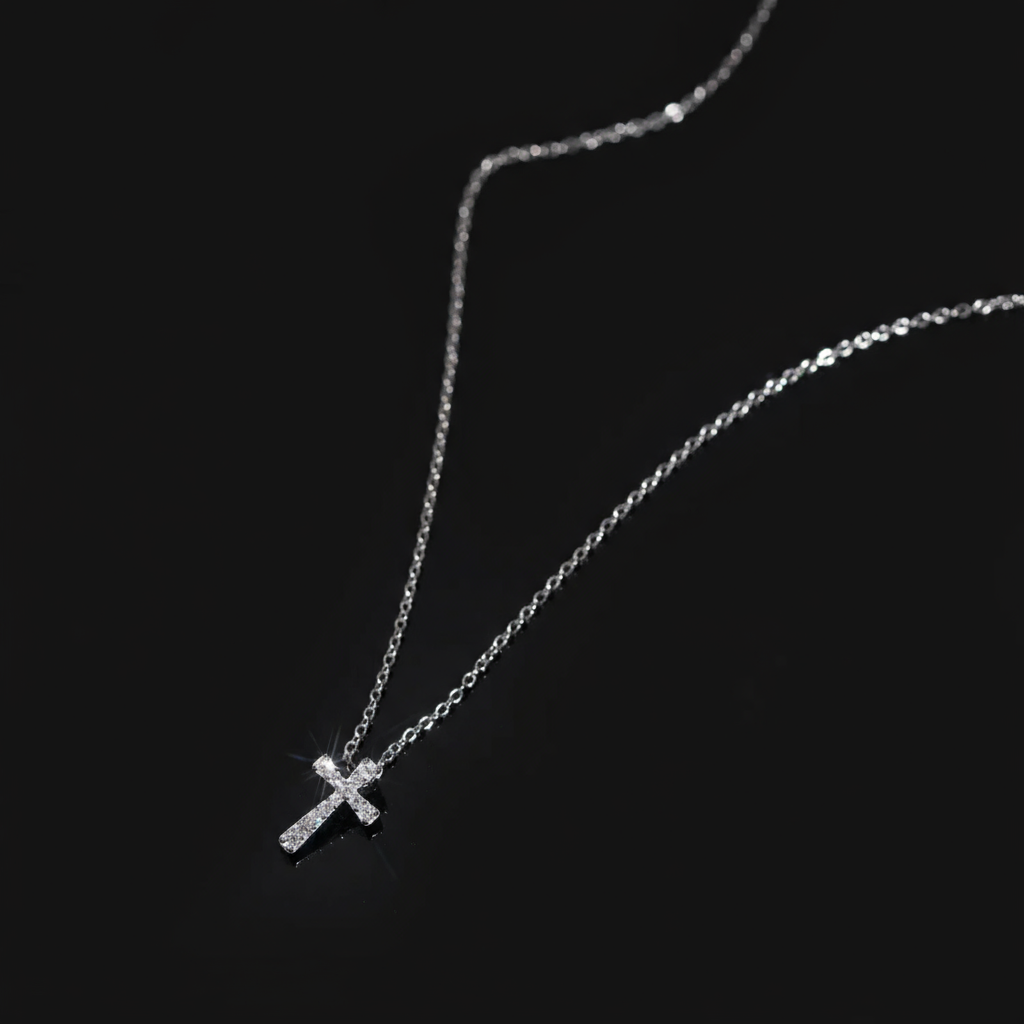 Elegant 925 Sterling Silver VVS1 Moissanite Diamond Cross Pendant