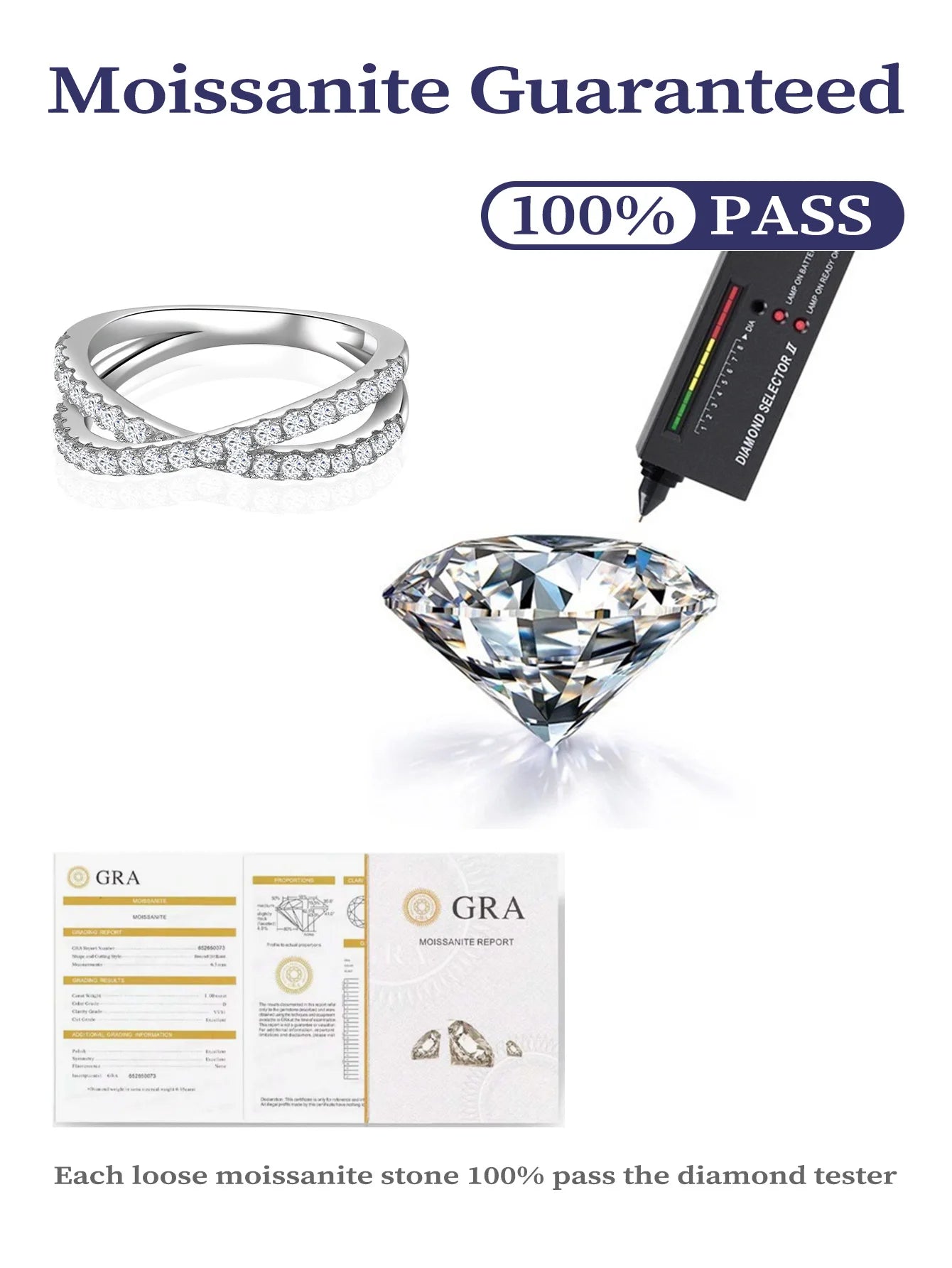 Moissanite 925 sterling silver ladies ring.