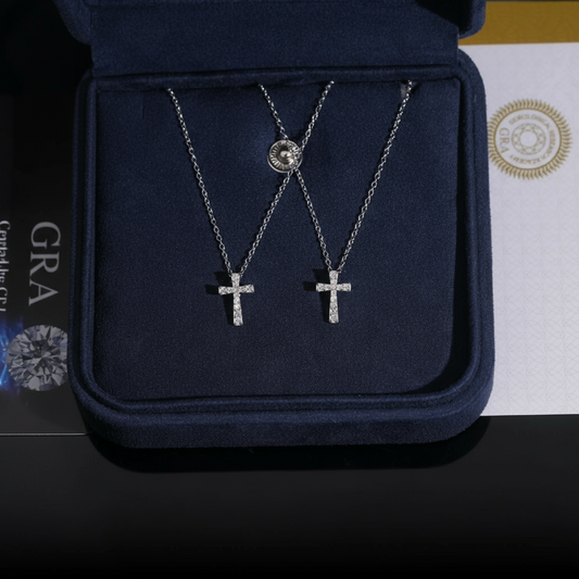 Elegant 925 Sterling Silver VVS1 Moissanite Diamond Cross Pendant