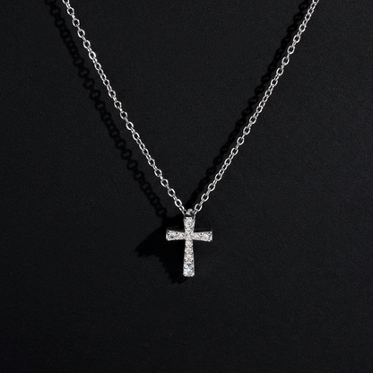 Elegant 925 Sterling Silver VVS1 Moissanite Diamond Cross Pendant